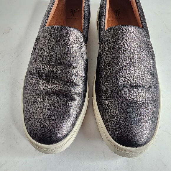 Frye Ivy Slip On Sneakers Women's 7M Pewter Leather Loafer Flats - Picture 3 of 8